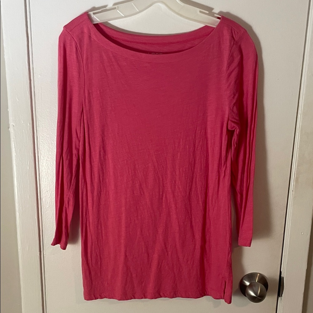 LOFT Bright Pink three-quarter Sleeve Blouse